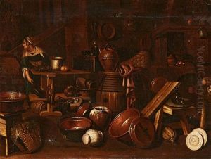 Kitchen Scene With A Maid by Giovanni Domenico Valentino