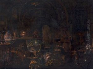 Interieur De Cuisine Aux Cuivres by Giovanni Domenico Valentino