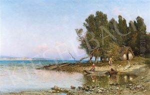 Lake Balaton With Fishermen's Cottage