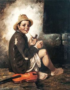 Boy Smoking A Pipe by Janos Valentiny