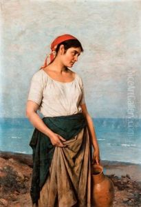 Italiai Lany A Tengerparton by Janos Valentiny