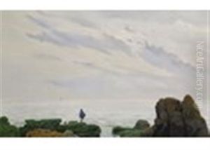 Coastal Seascape In Chile With A Figure On The Shore by Alberto Valenzuela Llanos