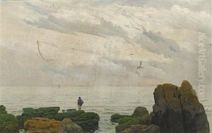 Figure On A Rocky Shore, Near San Vicente, Chile