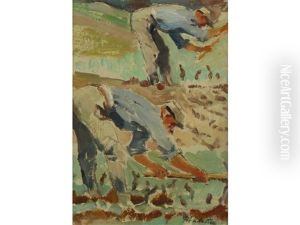Two Vineyard Workers by Adolphe Pierre Valette