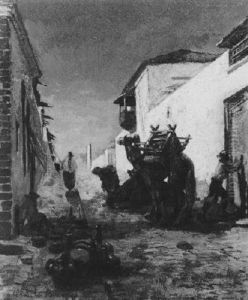 Nordafrikanische Strassenszene by Joseph Charles Adrien Valette
