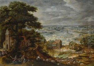 A Pastoral Summer Landscape by Marten van Valkenborch the Elder