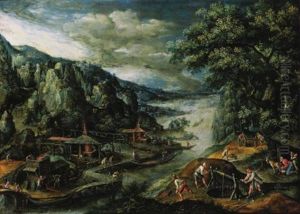 A River Landscape With Iron-mining Scenes