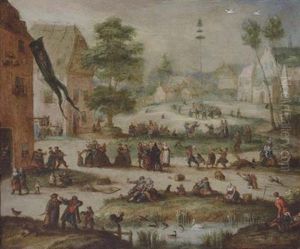A Village Kermesse by Marten van Valkenborch the Elder