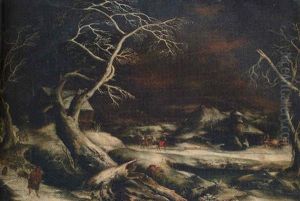 A Winter Landscape With The Flight Into Egypt by Martin van Valkenborch the Younger