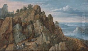 Mine De Fer Dans Des Collines Au Pied D'une Forteresse, A Droite, Paysage De Riviere