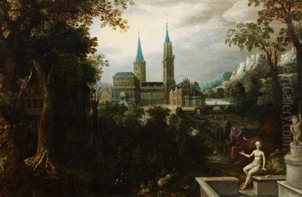 Bathseba Am Brunnen In Parklandschaft - view 1