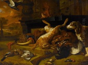 Hunting Still Life With Hare And Game Birds by Dirk Valkenburg