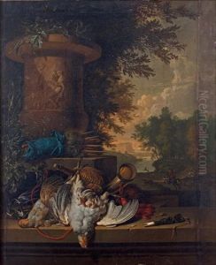 Trophee De Chasse Devant Un Paysage by Dirk Valkenburg
