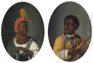 Portrait Of A Young African Woman And Portrait Of A Young African Man Holding A Bow (pair) by Dirk Valkenburg
