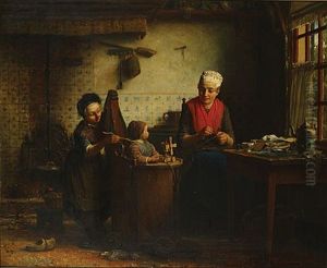 Moeder Met Kinderen In Een Interieur
