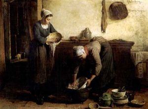 Two Maids Washing Dishes