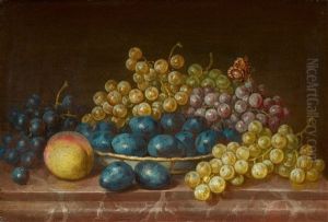 Still Life With Grapes, Plums And A Peach
