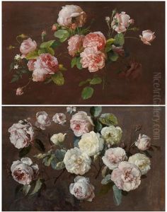 Still Life Of Pink Roses And White Jasmine