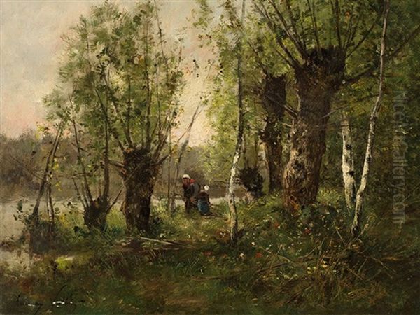 Wood Gatherer In Landscape - view 1