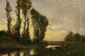 Baumbestandene Flusslandschaft Baumbestandene Flusslandschaft