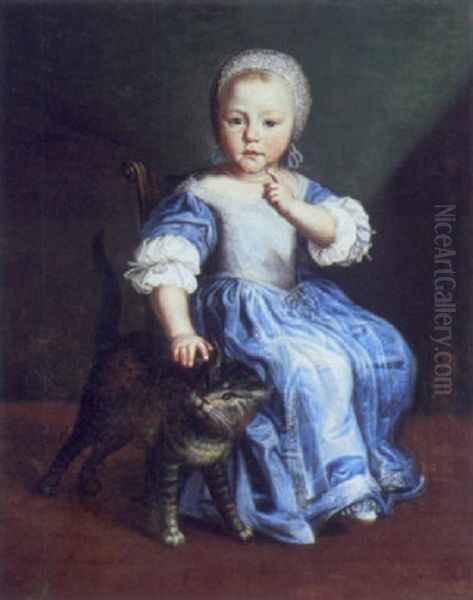 Portrait De Jeune Fille Avec Un Chat - view 1