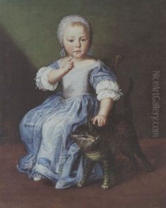 Kleines Madchen Mit Einer Katze by Louis Vallee