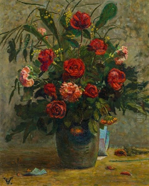 Vase Mit Roten Blumen - view 1