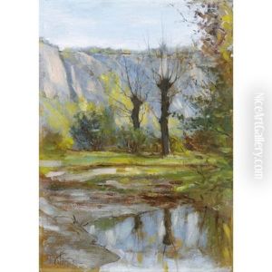 Arbres At Falaise (trees At Cliff) by Edouard (Eugene Francois) Vallet