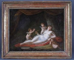 Une Bacchante Entouree D'amours by Jacques Antoine Vallin