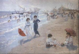 A Beach Scene by Ernesto Valls Sanmartin