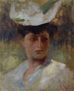 Donna Con Cappellino Bianco by Romano Valori
