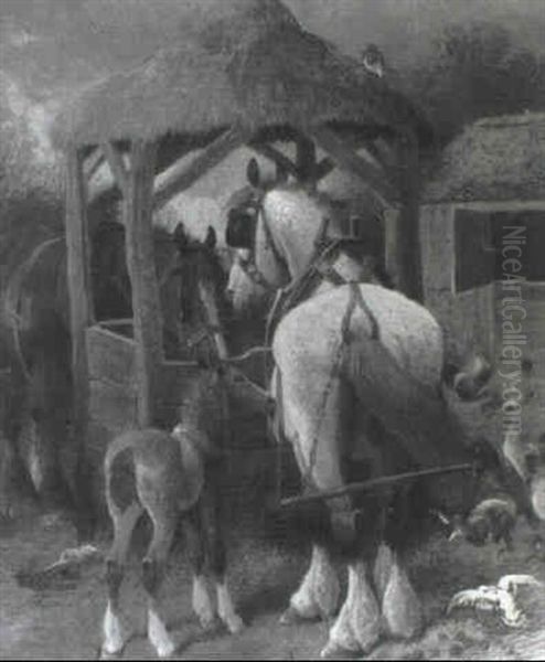 Workhorses And A Foal At A Well - view 1