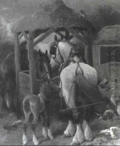 Workhorses And A Foal At A Well Workhorses And A Foal At A Well