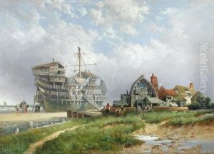A Beached Hulk, Used As Cottages, At Sheringham, Norfolk A Beached Hulk, Used As Cottages, At Sheringham, Norfolk