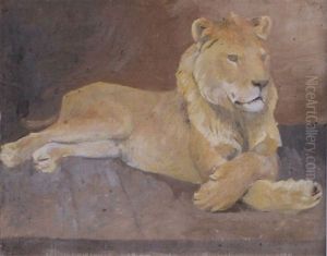 Etude De Lion Couche by Charles Valton