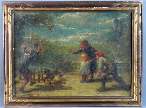 Enfants Jouant Au Ballon Avec Un Chien - view 1