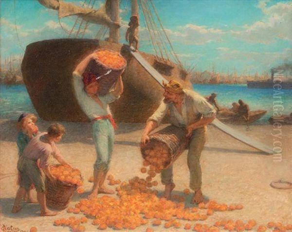 Le Dechargement Des Oranges A Marseille - view 1