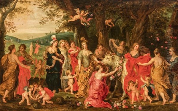 Europe's Maids Of Honour Crowning Jupiter With Flowers - view 1