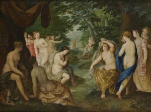 Suiveur De Les Nymphes Au Bain Avec, Au Loin, Diane Et Acteon by Hendrick van Balen