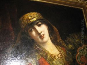 Orientalist Portrait Of A Woman Holding A Peacock Fan