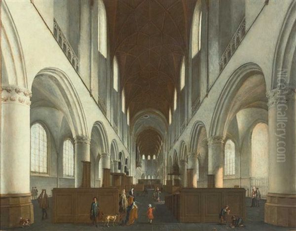 Blick In Die Kirche St. Bavo In Haarlem Mit Besuchern Und Hunden - view 1