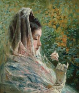 Woman Contemplating A Rose Woman Contemplating A Rose