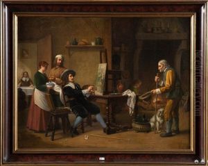 Le Peinte Et Son Modele Dans Une Auberge by Gustave Vanaise