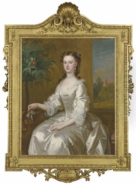 Mary, Countess Of Delorain (1705-1737), Three-quarter Length, In A White Dress By An Orange Tree, A Landscape Beyond - view 1