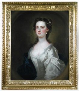 Portrait Of Mary Thompson, Half Length, In White With Pearls In Her Hair