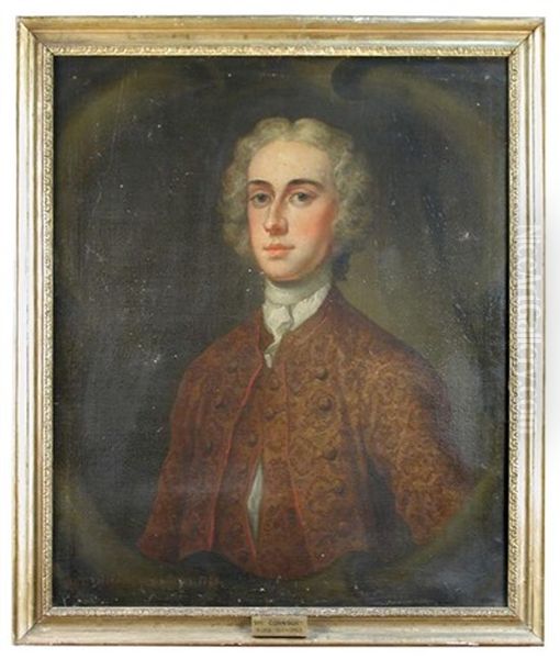 Portrait Of Henry, Viscount Cornbury (1712-1753), Half-length, In A Red-edged Brocade Coat, In A Painted Stone Cartouche - view 1