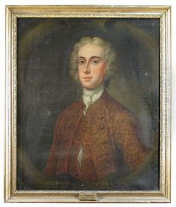 Portrait Of Henry, Viscount Cornbury (1712-1753), Half-length, In A Red-edged Brocade Coat, In A Painted Stone Cartouche
