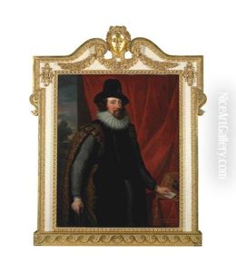 Portrait Of Sir Francis Bacon (1561-1626), Three-quarter-length, In Lord Chancellor's Robes, Before A Red Curtain, A Wooded Landscape Beyond
