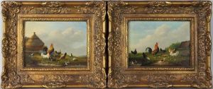 Paintings Of Hens And Rooster (2 Works) by Francois Vandeverdonck