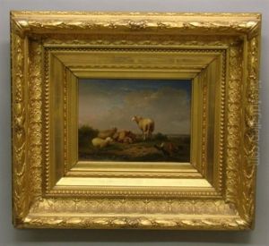 Pastoral Landscape With Sheep And Chickens by Francois Vandeverdonck